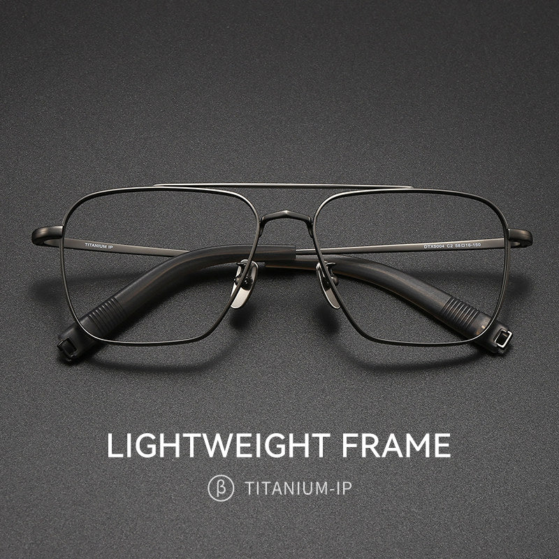 wearzorvan Titanium Square Double-bridge Aviator Glasses Frame