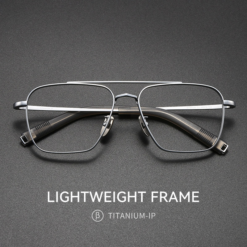 wearzorvan Titanium Square Double-bridge Aviator Glasses Frame